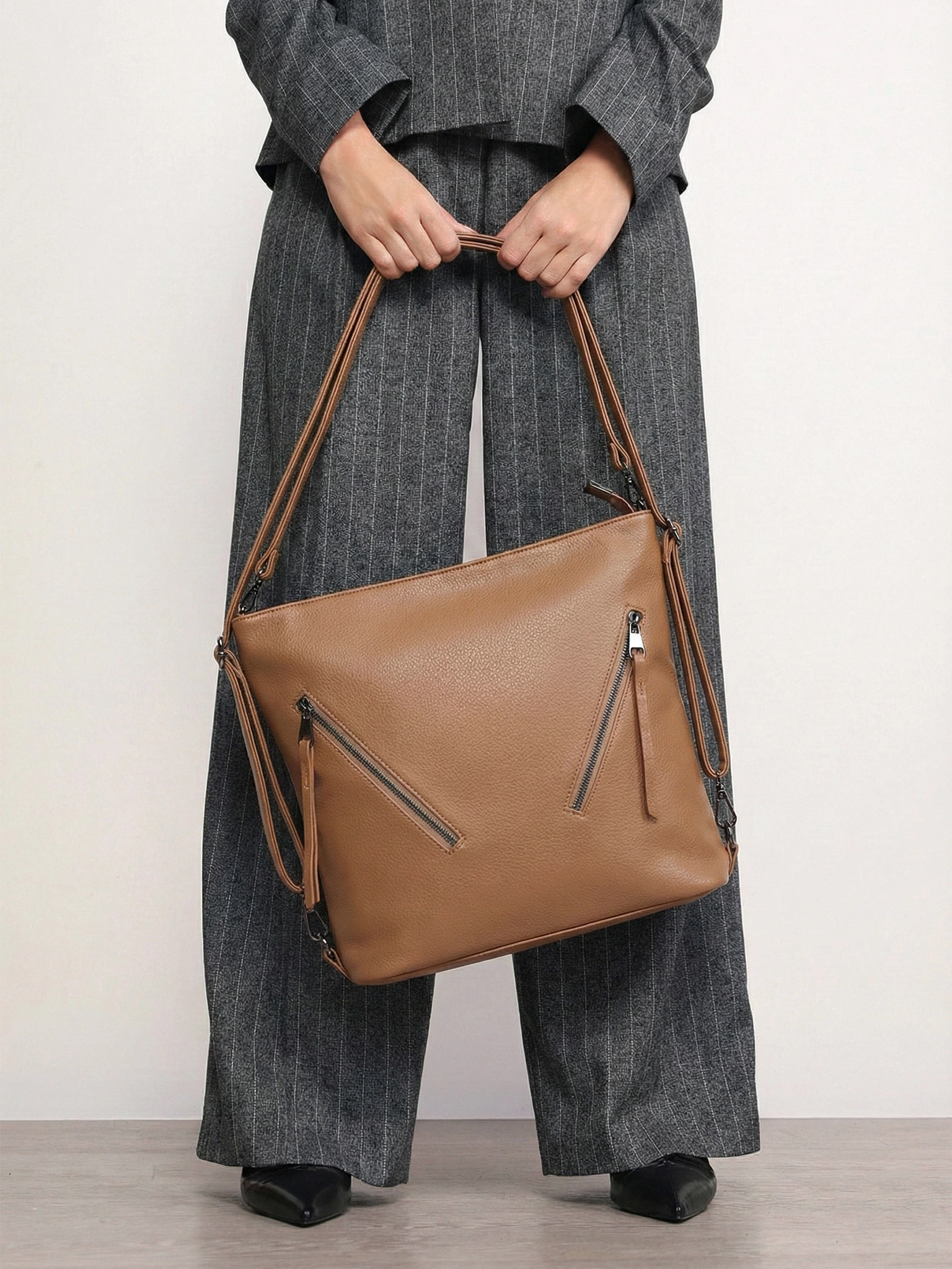 Сумка-шоппер  с регулируемыми ручками и декоративными пуллерами в ассортименте